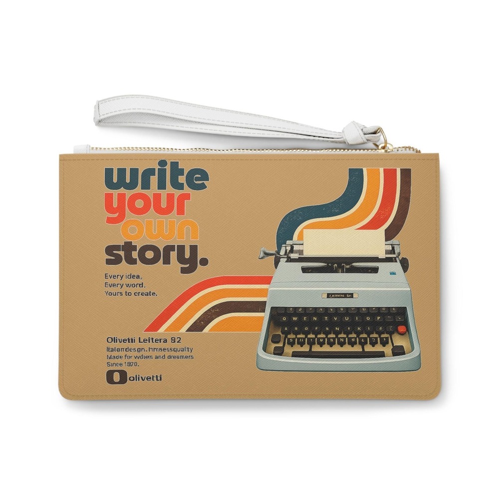 Retro Typewriter 'Write Your Own Story' Clutch Bag | Vintage 70s Rainbow Stripes - Picture 6 of 6